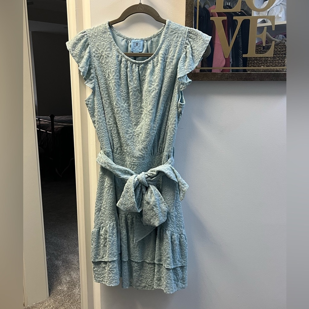CeCe pale blue ruffle dress